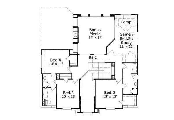 European Floor Plan - Upper Floor Plan #411-621