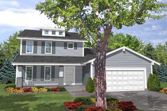 Exterior - Front Elevation for Traditional House Plan #50-107 - 4 bed, 2.5 bath
