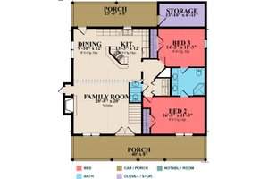 Floor Plan - Main Floor for Log House Plan #63-280 - 3 bed, 2.5 bath