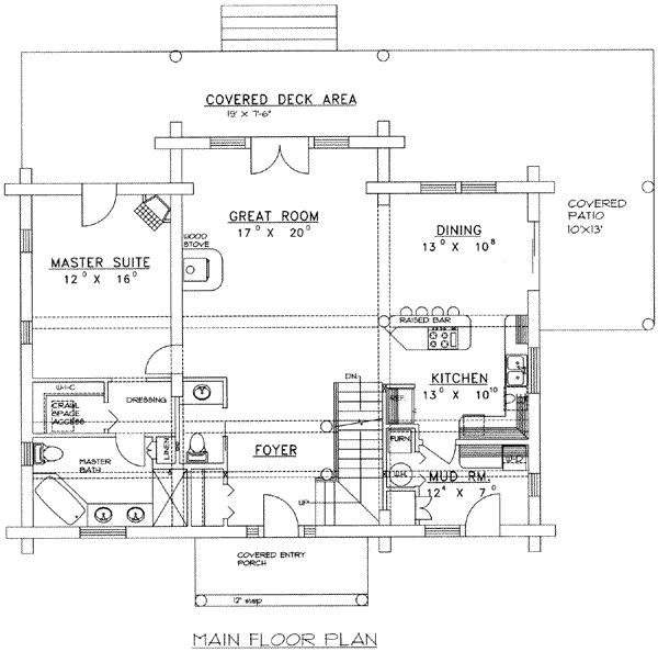 Home Plan - Log Floor Plan - Main Floor Plan #117-497
