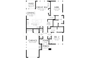 Floor Plan - Main Floor for Ranch House Plan #48-1192 - 2 bed, 2 bath