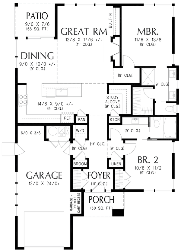 Ranch Floor Plan - Main Floor Plan #48-1192