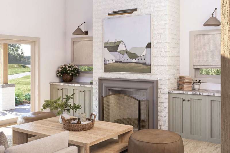 Dream House Plan - Interior - Family Room for Barndominium House Plan #455-677 - 3 bed, 3.5 bath