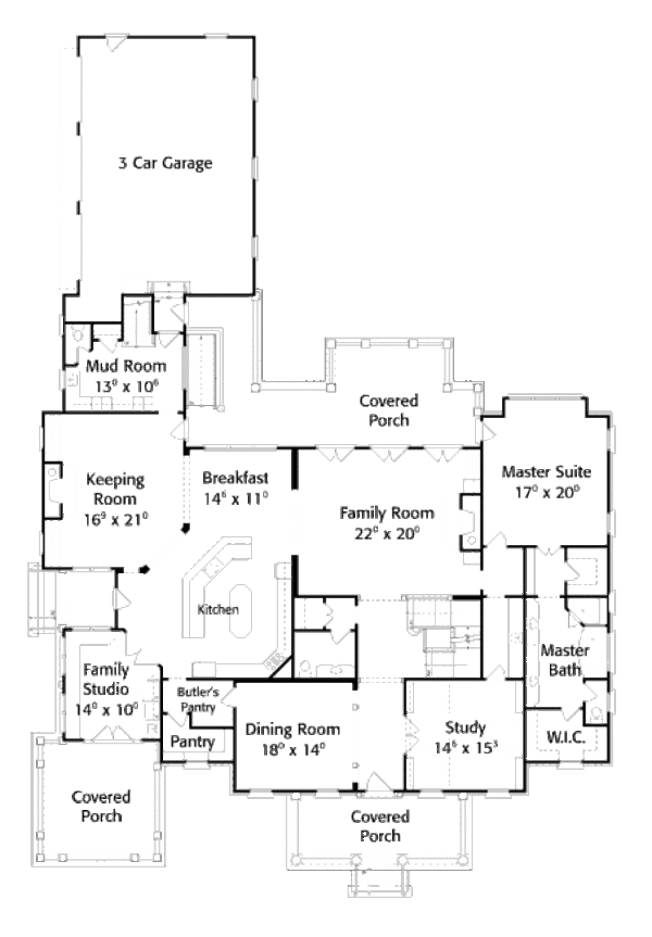 Home Plan - Colonial Floor Plan - Main Floor Plan #429-49