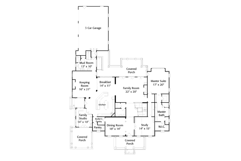 Home Plan - Floor Plan - Main Floor for Colonial House Plan #429-49 - 5 bed, 6 bath