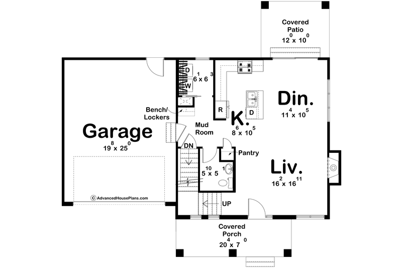 Architectural House Design - Floor Plan - Main Floor for Traditional House Plan #455-545 - 3 bed, 2.5 bath