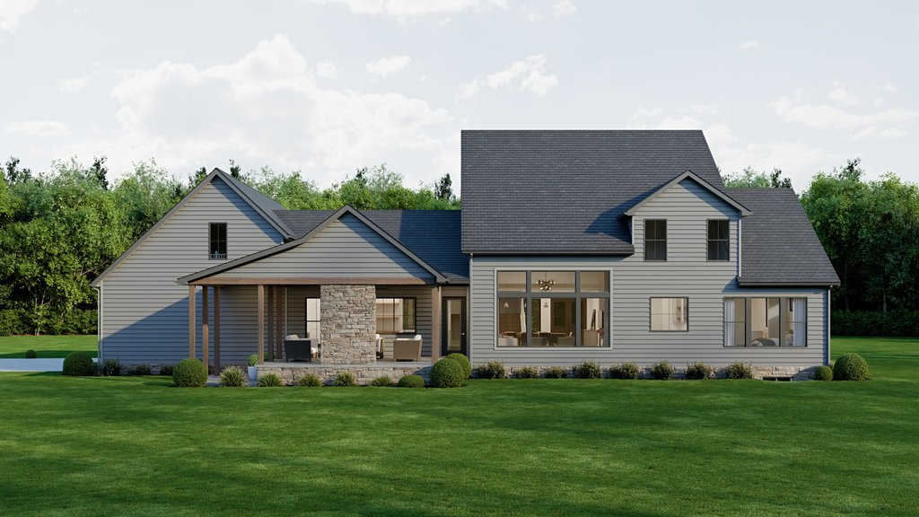 Exterior - Rear Elevation 1 for Farmhouse House Plan #1089-71 - 4 bed, 3.5 bath