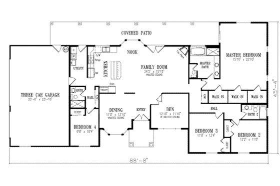 Floor Plan - Main Floor for Ranch House Plan #1-561 - 5 bed, 3 bath