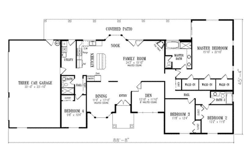 Home Plan - Floor Plan - Main Floor for Ranch House Plan #1-561 - 5 bed, 3 bath