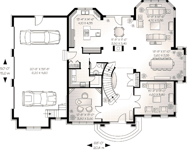 House Plan Design - European Floor Plan - Main Floor Plan #23-593