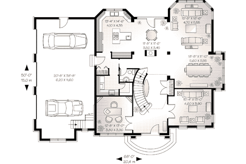 Home Plan - Floor Plan - Main Floor for European House Plan #23-593 - 4 bed, 3.5 bath