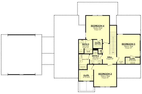 Floor Plan - Upper Floor for Farmhouse House Plan #430-248 - 4 bed, 3.5 bath