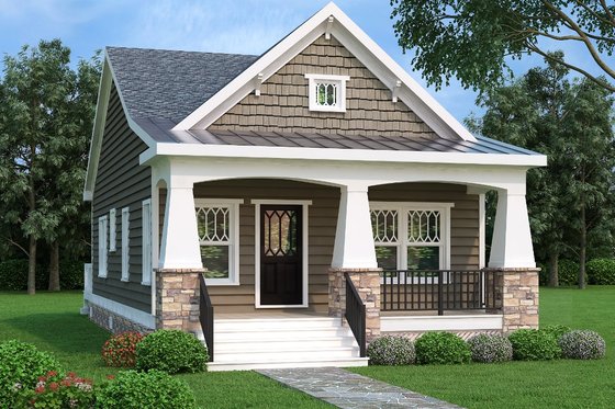 House Plan Design - Exterior - Front Elevation for Bungalow House Plan #419-228 - 2 bed, 1 bath