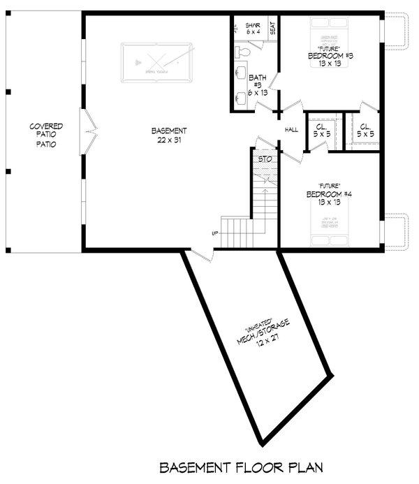 Home Plan - Southern Floor Plan - Lower Floor Plan #932-825