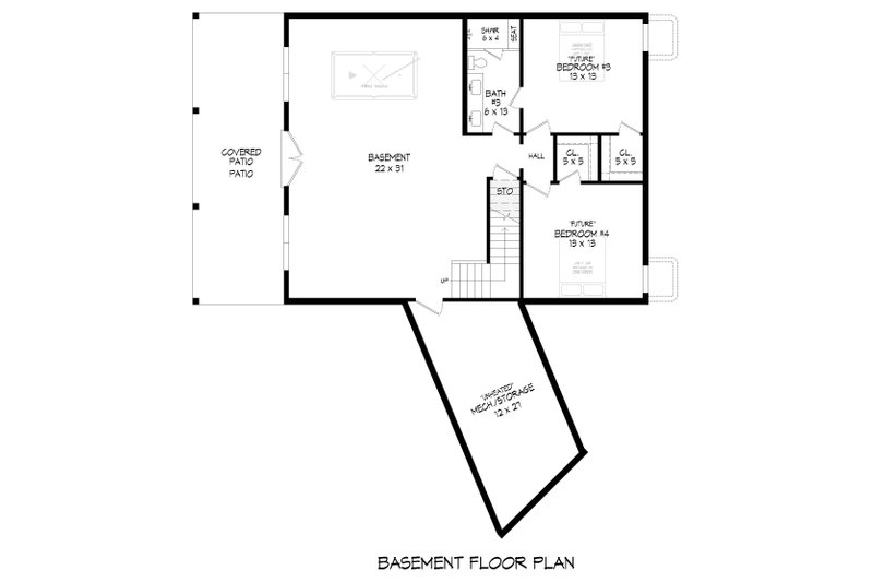 House Design - Floor Plan - Lower Floor for Southern House Plan #932-825 - 4 bed, 3 bath