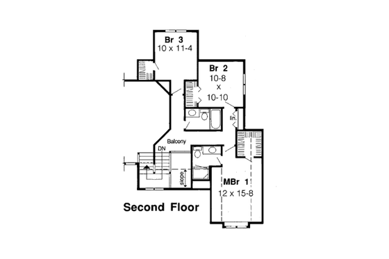 Floor Plan - Upper Floor for Traditional House Plan #312-794 - 3 bed, 2.5 bath