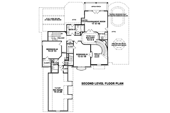 Floor Plan - Upper Floor for European House Plan #81-1340 - 3 bed, 4 bath
