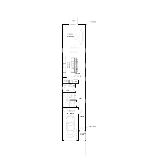 Home Plan - Floor Plan - Main Floor for Modern House Plan #1129-12 - 3 bed, 2.5 bath
