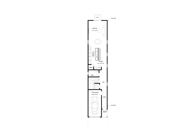Home Plan - Floor Plan - Main Floor for Modern House Plan #1129-12 - 3 bed, 2.5 bath