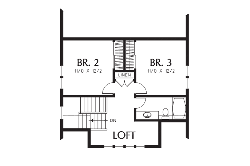 Architectural House Design - Floor Plan - Upper Floor for Cottage House Plan #48-704 - 3 bed, 2.5 bath