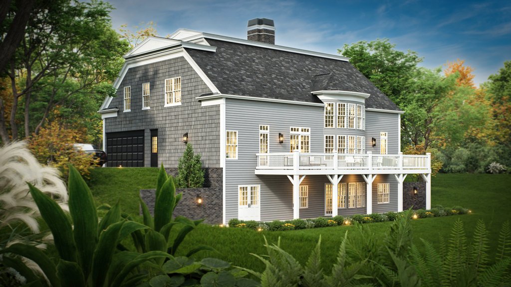 Exterior - Rear Elevation for Classical House Plan #119-155 - 4 bed, 4 bath
