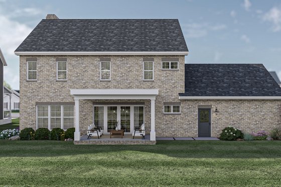 Exterior - Rear Elevation for Colonial House Plan #455-493 - 3 bed, 2.5 bath