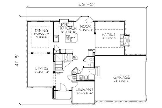 Floor Plan - Main Floor for European House Plan #320-423 - 3 bed, 2.5 bath
