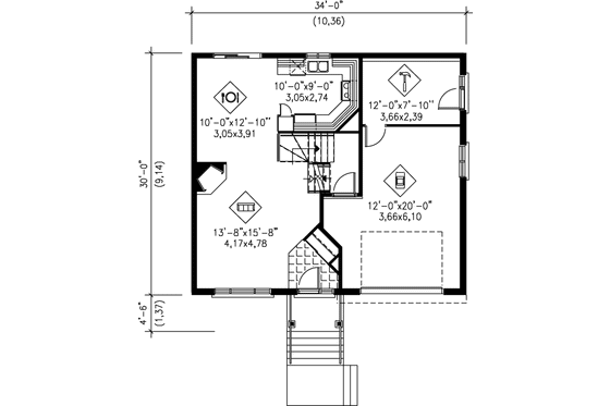 Floor Plan - Main Floor for Traditional House Plan #25-324 - 2 bed, 1 bath