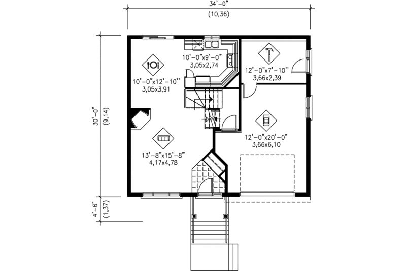 Dream House Plan - Floor Plan - Main Floor for Traditional House Plan #25-324 - 2 bed, 1 bath