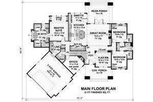 Floor Plan - Main Floor for Craftsman House Plan #51-571 - 3 bed, 3 bath