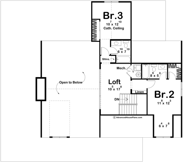 Farmhouse Floor Plan - Upper Floor Plan #455-404