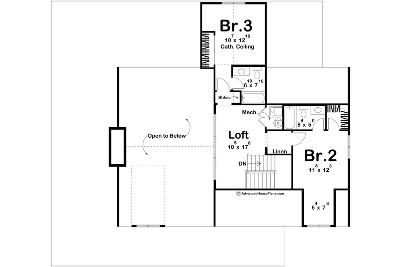 Dream House Plan - Floor Plan - Upper Floor for Farmhouse House Plan #455-404 - 3 bed, 3.5 bath