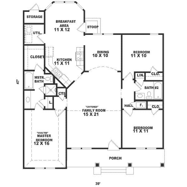 Southern Floor Plan - Main Floor Plan #81-221