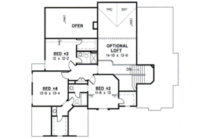 Floor Plan - Upper Floor for Traditional House Plan #67-540 - 4 bed, 3.5 bath