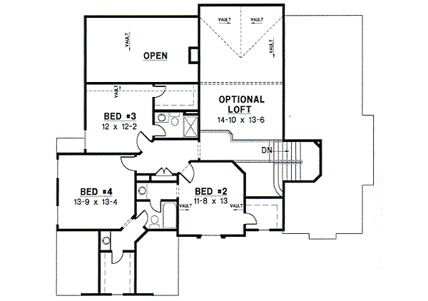 Traditional Floor Plan - Upper Floor Plan #67-540