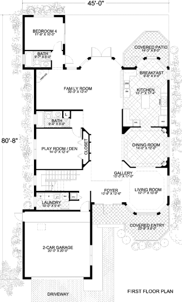 Mediterranean Floor Plan - Main Floor Plan #420-141