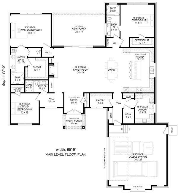 House Blueprint - Contemporary Floor Plan - Main Floor Plan #932-1344
