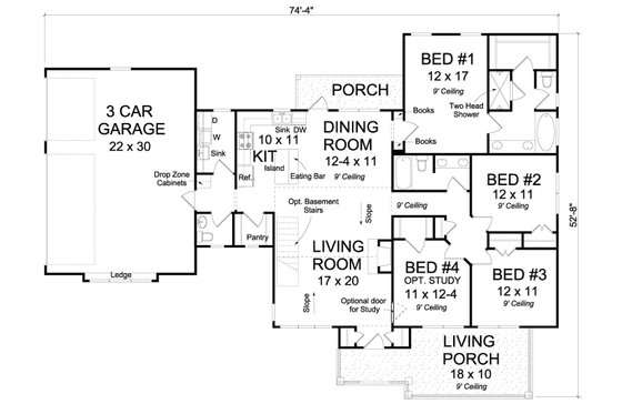 Floor Plan - Main Floor for Traditional House Plan #513-2067 - 4 bed, 2.5 bath