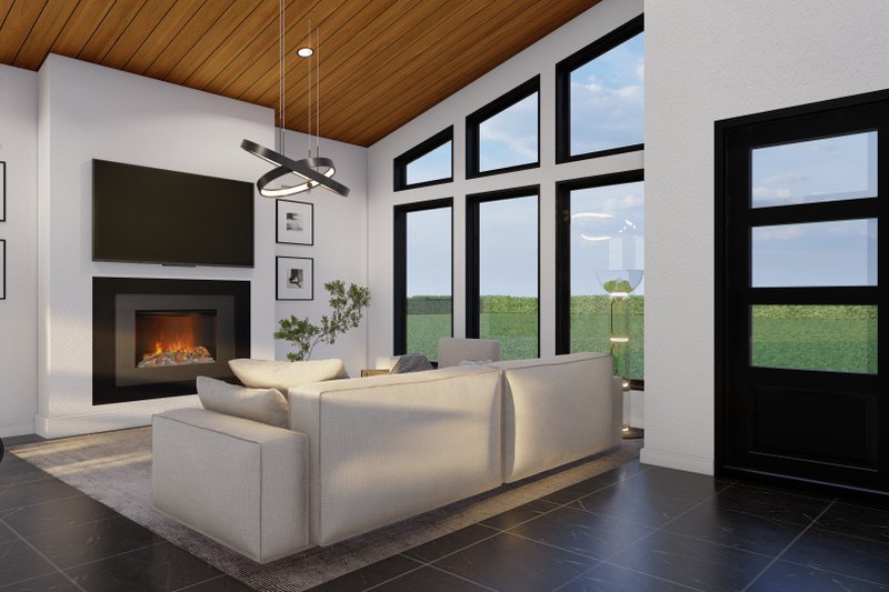 House Blueprint - Interior - Family Room 1 for Farmhouse House Plan #923-442 - 3 bed, 2 bath