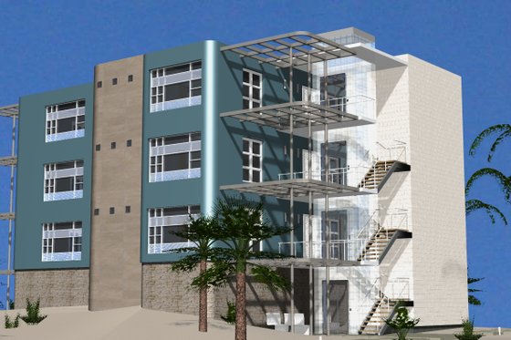 Exterior - Front Elevation 3 for Contemporary House Plan #535-17 - 9 bed, 9 bath