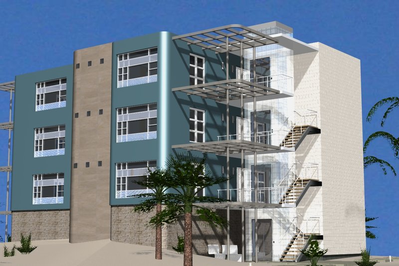 House Plan Design - Exterior - Front Elevation 3 for Contemporary House Plan #535-17 - 9 bed, 9 bath