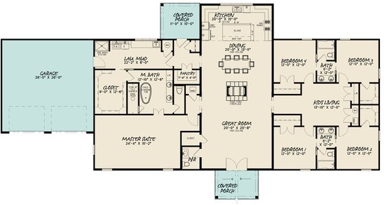 Floor Plan - Main Floor for Barndominium House Plan #923-213 - 5 bed, 3.5 bath