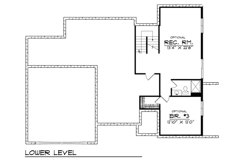 Home Plan - Floor Plan - Lower Floor for Traditional House Plan #70-143 - 2 bed, 2 bath