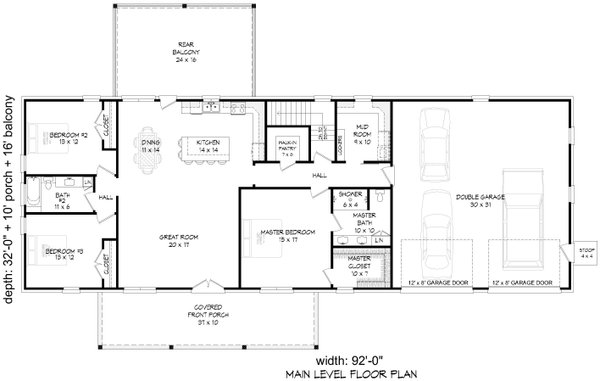 House Blueprint - Barndominium Floor Plan - Main Floor Plan #932-1057