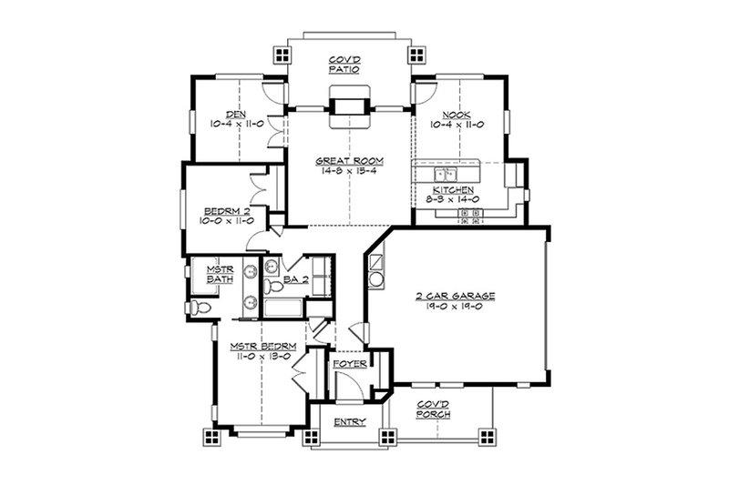 Home Plan - Floor Plan - Main Floor for Craftsman House Plan #132-194 - 2 bed, 2 bath