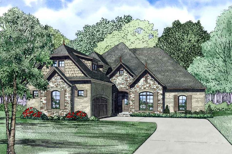 Architectural House Design - Exterior - Front Elevation 3 for European House Plan #17-3466 - 4 bed, 3 bath