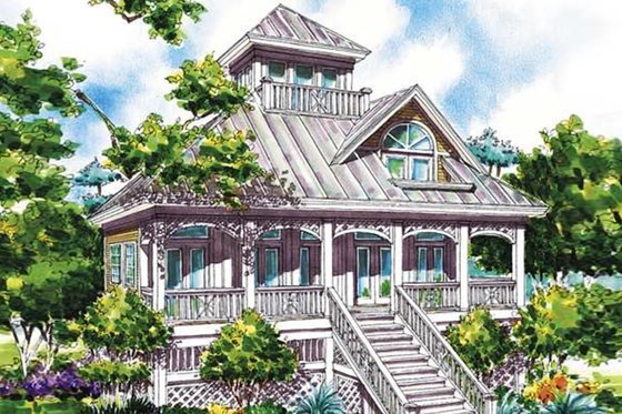 Exterior - Rear Elevation for Country House Plan #930-63 - 2 bed, 2.5 bath