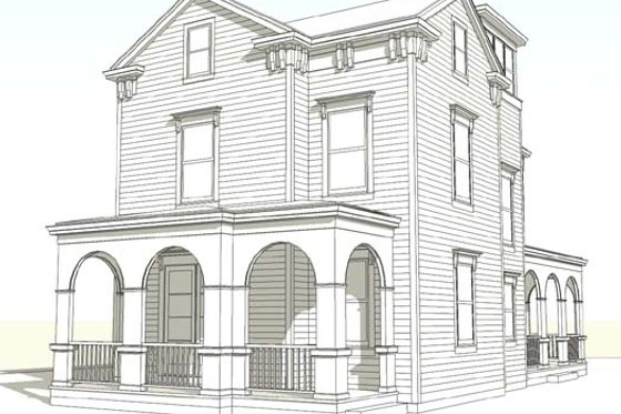 Exterior - Rear Elevation for Colonial House Plan #477-6 - 3 bed, 2.5 bath