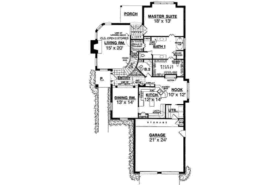 Floor Plan - Main Floor for Traditional House Plan #40-182 - 3 bed, 2.5 bath