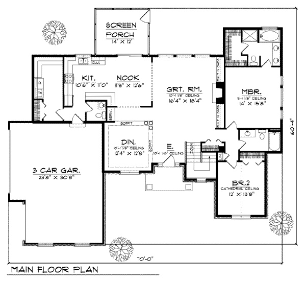 Architectural House Design - Traditional Floor Plan - Main Floor Plan #70-759